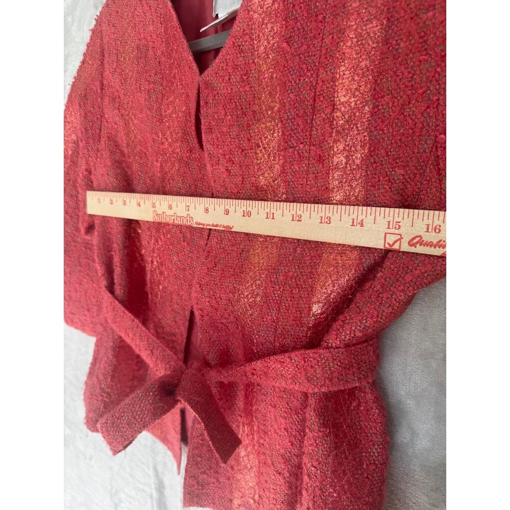 Chanel 99P Pink Salmon Metallic Tweed Belted Jacket P13210V07517 FR 40 US 4 6 8 - Picture 3 of 12
